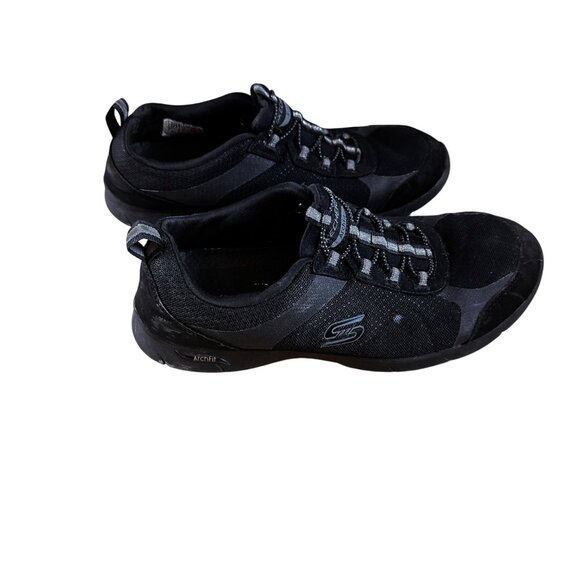 Skechers ArchFit Size 7.5 Comfortable Casual Slip On Elastic Lace Black - Picture 11 of 12